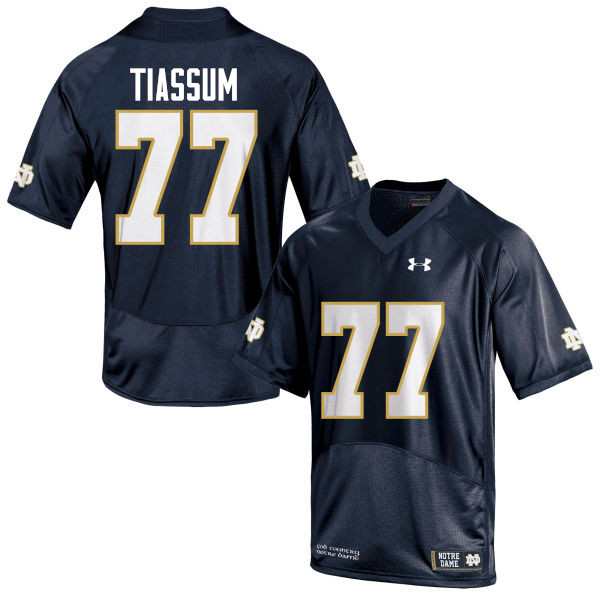 Men #77 Brandon Tiassum Notre Dame Fighting Irish College Football Jerseys-Navy Blue